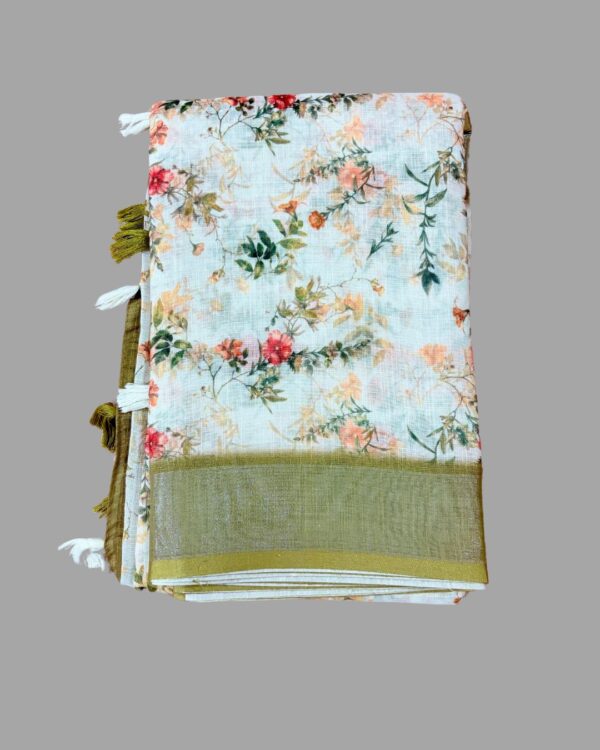Cotton Linen Blend Saree - Image 4