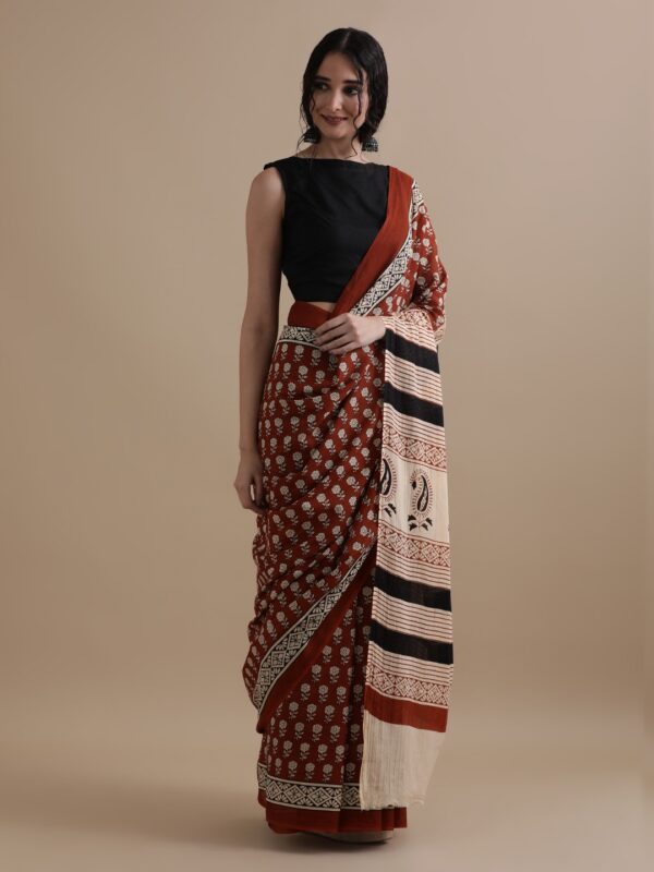 Wrap yourself in elegance with our Bagru Block Print Cotton Mulmul Saree, crafted from premium 92×80 pure mulmul fabric. Soft, breathable, and beautifully printed, this 5.5-meter saree comes with a 1-meter running blouse piece—perfect for a stylish and comfortable traditional look.