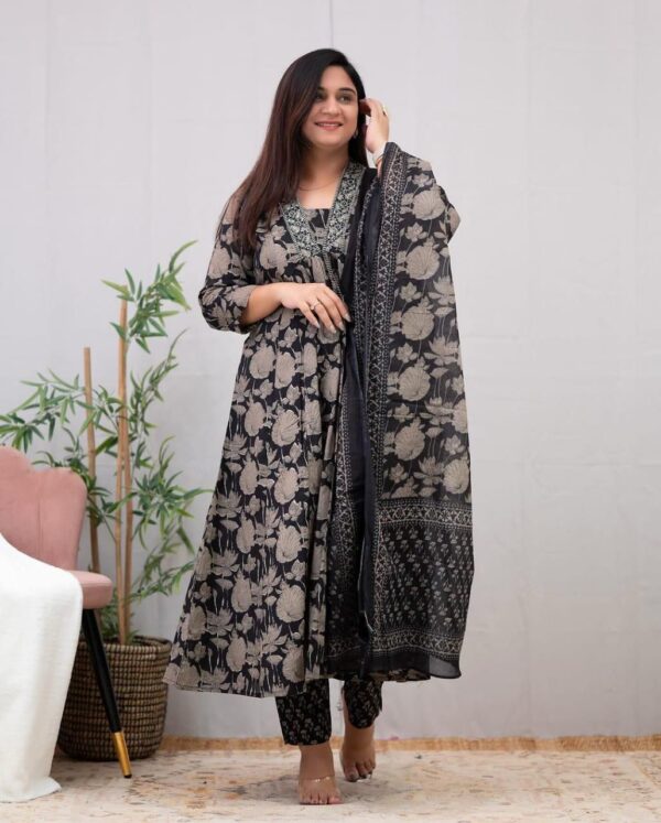 Scarlet Floral A-Line Kurta Set