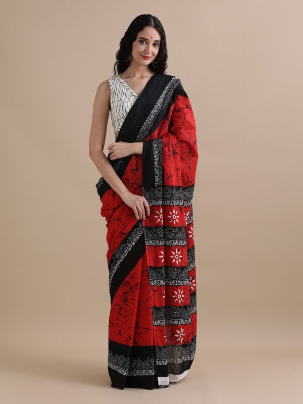 Wrap yourself in elegance with our Bagru Block Print Cotton Mulmul Saree, crafted from premium 92×80 pure mulmul fabric. Soft, breathable, and beautifully printed, this 5.5-meter saree comes with a 1-meter running blouse piece—perfect for a stylish and comfortable traditional look.