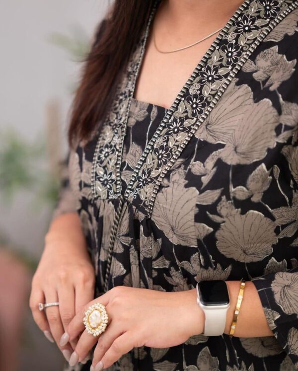 Scarlet Floral A-Line Kurta Set